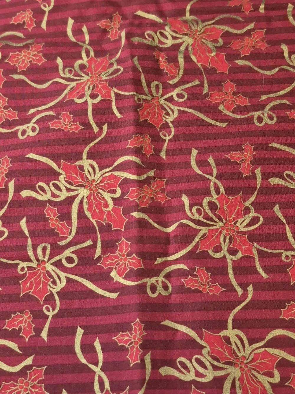 Christmas Story Fabri-Quilt Red Gold Poinsettia Fabric 48x42”